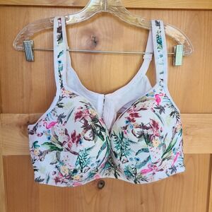 Cacique 48C Lightly Lined Balconette Bra Floral 4 Hooks Underwire Tropical Girly